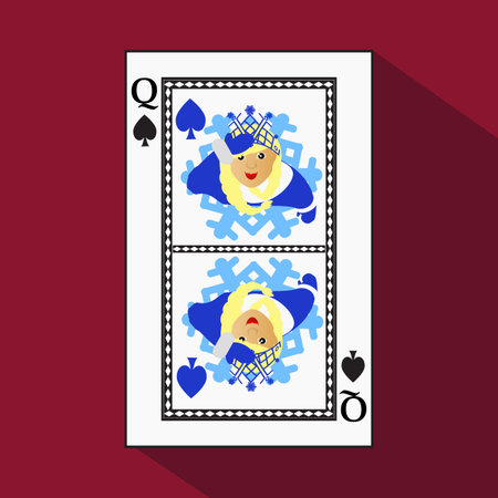 playing card. the icon picture is easy. peak spide QUEEN. NEW YEAR OF MISISS SANTA CLAUS GIRL. CHRISTMAS SUBJECT. with white a basis substrate. a vector illustration on a red background. application appointment for: website, press, t-shirt, fabric, interi playing card. the icon picture is easy. peak spide QUEEN. NEW YEAR OF MISISS SANTA CLAUS GIRL. CHRISTMAS SUBJECT. with white a basis substrate. a vector illustration on a red background. application appointment for: website, press, t-shirt, fabric, interi