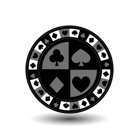 chips for poker grey a suit an icon on the white isolated background. illustration  vector. To use for the websites, design, the press, prints.のイラスト素材