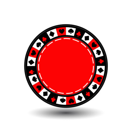 chips red for poker an icon on the white isolated background. illustration  vector. To use for the websites, design, the press, prints.のイラスト素材
