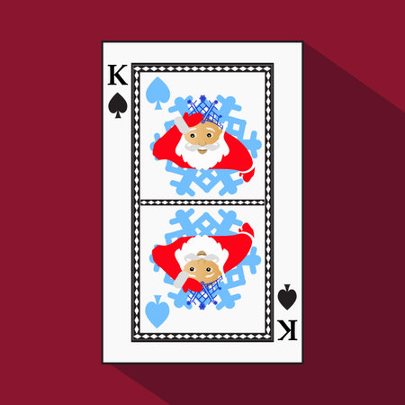 playing card. the icon picture is easy. peak spide KING. NEW YEAR SANTA CLAUS. CHRISTMAS SUBJECT. with white a basis substrate. a vector illustration on a red background. application appointment for: website, press, t-shirt, fabric, interior, registration playing card. the icon picture is easy. peak spide KING. NEW YEAR SANTA CLAUS. CHRISTMAS SUBJECT. with white a basis substrate. a vector illustration on a red background. application appointment for: website, press, t-shirt, fabric, interior, registration