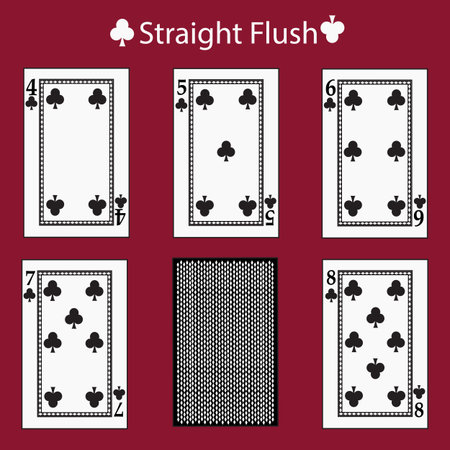 straight flush playing card poker combination.のイラスト素材