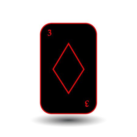 poker card. THREE BLACK DIAMOND. White easy to separate the background.のイラスト素材