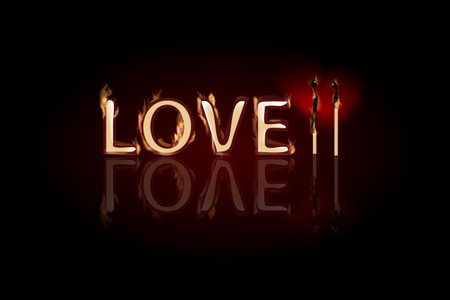 love sign in fire with matches. love time. Valentine s Day. A simple symbol for web site design or a on for mobile applications. Logo Illustrationsのイラスト素材