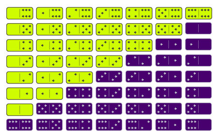 Domino yellow. twenty-eight pieces on a gray background. used for web development, printing, decorations, ornaments.のイラスト素材