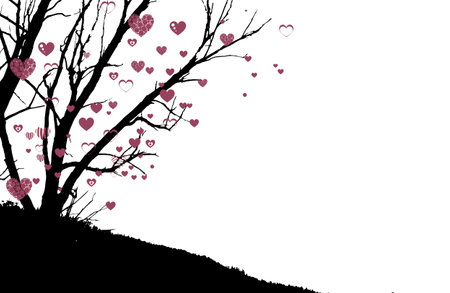 valentine s day. heart tree. illustration on isolated background. FOR USE design, decoration, printing, smart phone, website etcのイラスト素材
