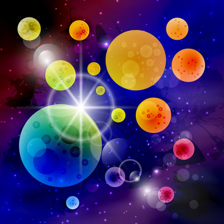 space space. Planets and stars. Illustration. Use for Website, phone computer printing fabric decoration design etcのイラスト素材