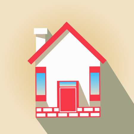 Icon house. with a red roof. on a pastel background. Illustrations. Use for Website, phone, computer, printing fabric decoration design etcのイラスト素材