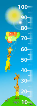 Height meter for children. giraffe fliesのイラスト素材