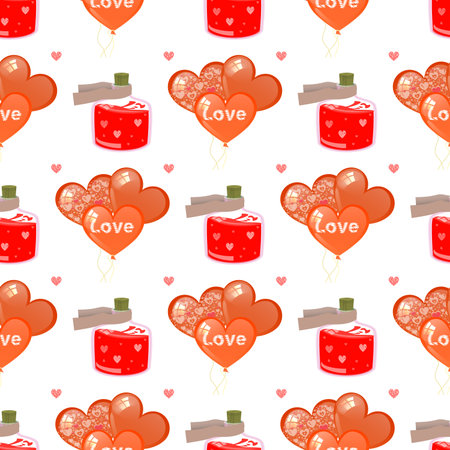 elixir of love and balloons. seamless pattern. children s illustration. is used to print, website, smartphone, design, textiles, ceramics, fabrics prints postcards packaging etcのイラスト素材