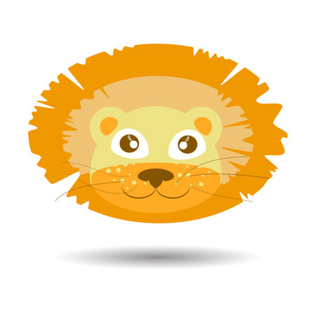 a lion. children s illustration. is used to print, website, smartphone, design, textiles, ceramics fabrics prints postcards packaging etcのイラスト素材