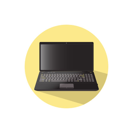 A laptop. Isolated on white background in a bright circle.のイラスト素材
