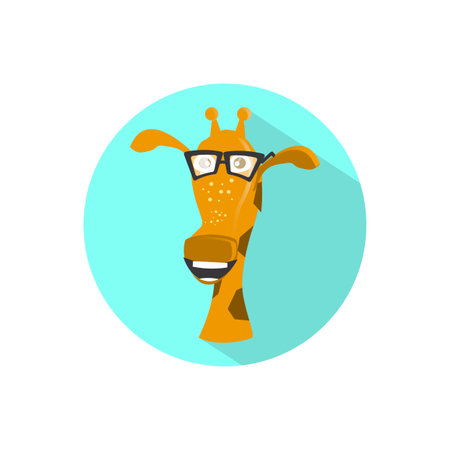 Giraffe on a white background in a bright circle. Trendy flat style.のイラスト素材