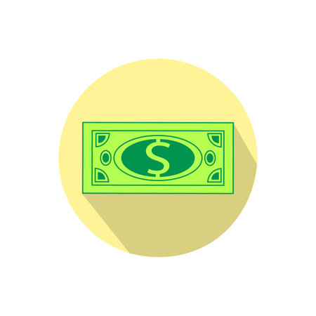 Money dollar isolated on white background in a bright circle.のイラスト素材