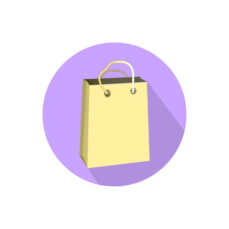 Shopping bag on a white background in a bright circle.のイラスト素材