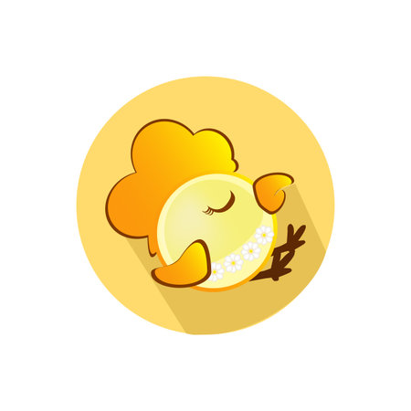 Bird on a white background in a bright circle.のイラスト素材