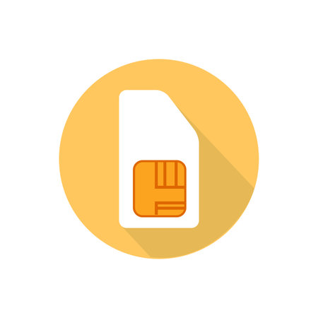 SIM card on a white background in a bright circle.のイラスト素材