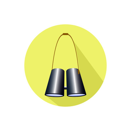 Binoculars on a white background in a bright circle.のイラスト素材