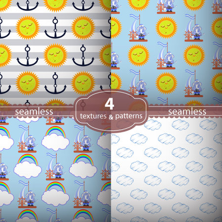 seamless pattern of sun and clouds Illustrations used for print, website, smartphone, wallpaper, ornaments, decorations, etcのイラスト素材