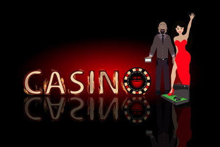 Poker winnings pair of lovers. concept of finance. illustration. use a smart phone, website, printing, decorating etc .のイラスト素材