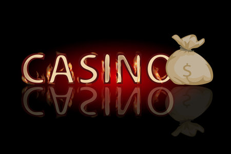Casino bag with dollars. concept of finance. illustration. use a smart phone, website, printing, decorating etcのイラスト素材