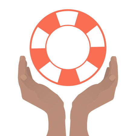Hands folded with a boat to hold a lifebuoyのイラスト素材