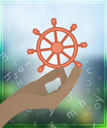 HAND DRIVE SHIP HOLD ON THE PHONE BACKGROUND. Illustration for your design.のイラスト素材