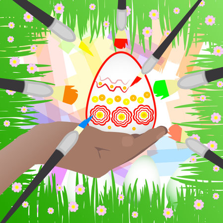 Easter is happy. Paint an egg symbol. Vector for your designのイラスト素材