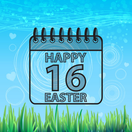 Background sky spring easter happy. Concept calendar is the sixteenth day of the month. Vector for your designのイラスト素材