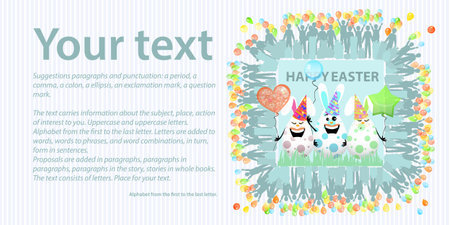 Three rabbit egg together in a square blueのイラスト素材