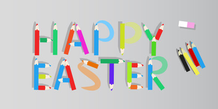 Pencils and happy easter. Illustration for your designのイラスト素材