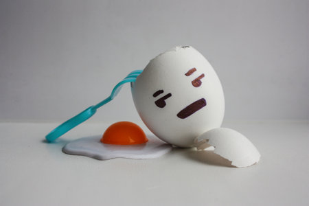 Eggs with face. Conceptの写真素材