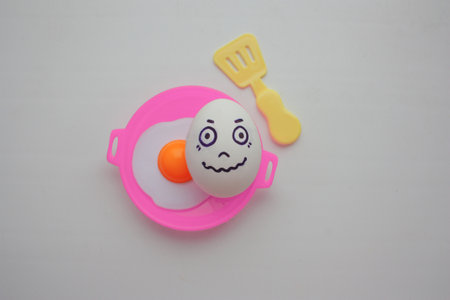 Eggs with face. Concept of a brightの写真素材