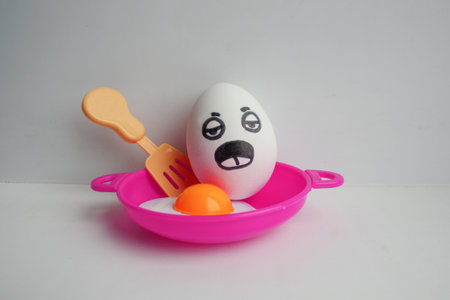 Eggs with face. Conceptの写真素材