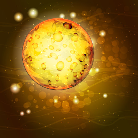Cosmos bright. Wallpaper for your design. The texture is beautiful. The golden globe of the planet. Venus. Love planetのイラスト素材