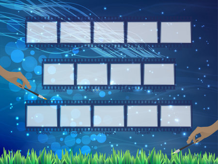 Photo frame for the child. From birth to the first birthday.のイラスト素材