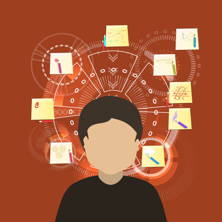 Male thoughts in my head.のイラスト素材