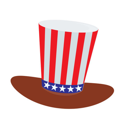 The hat of the American flags. ON THE BACKGROUND WHITE. Independence Day United States.のイラスト素材