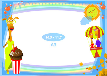 Frame. Standard size in inches. A formatのイラスト素材