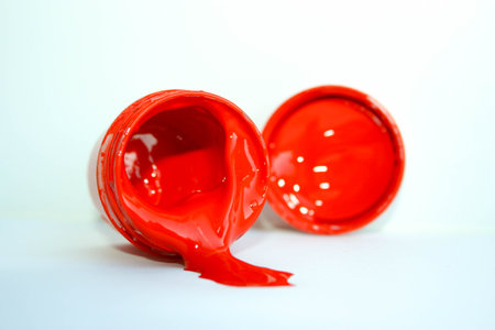 Paint red on white background. Photo for your design
