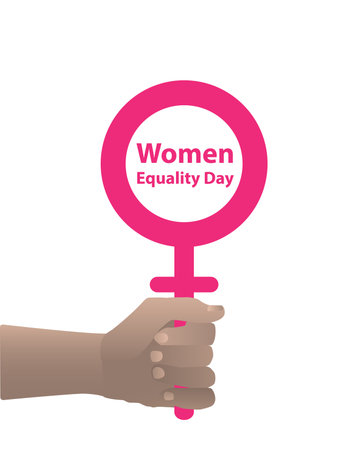 International Women's Day. feminism. Hand holding Venus mirror in fist. Illustration for your design.のイラスト素材
