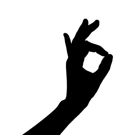 Concept of delicious food. Hands in the form of belissimo. Illustration for your design.のイラスト素材