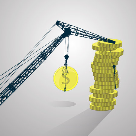 The concept of building a profitable business. Illustration on isolated background. Vector for your design. Decoration for your design. Online business.のイラスト素材