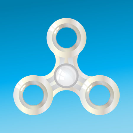 Spinner metal rotated. volume. With highlights on a blue sky background. Illustration for your design.のイラスト素材