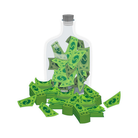 Dollars in the bank. Concept of the safety of the deposit. Grandmother's method. Illustration for your design.のイラスト素材