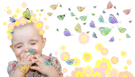 Concept of happiness. Small childの写真素材