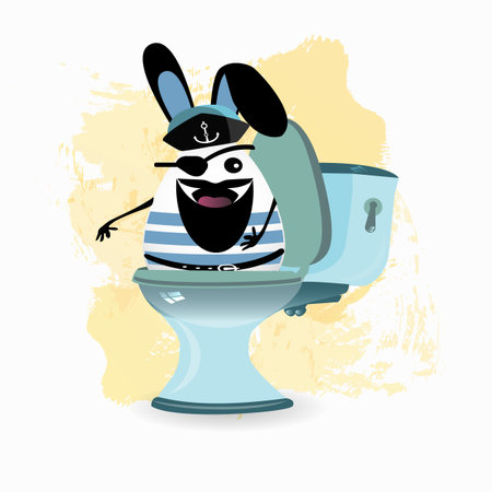 Constipation concept. Funny and funny. the captain on the toilet. photo for your designのイラスト素材