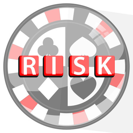 Risk poker concept button. poker chip and inscription. illustration for your designのイラスト素材