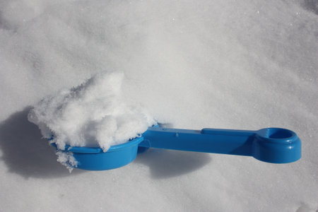 New Year's background. a pile of snow in the shovel. photo for your designの写真素材