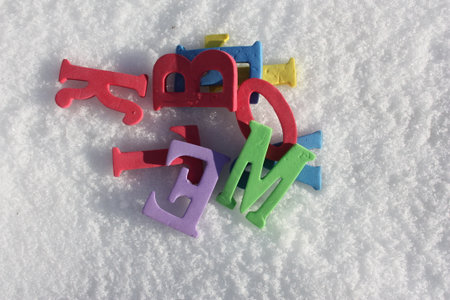 New Year's background. snow cloth. letters are many assorted. photo for your designの写真素材
