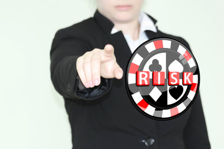 casino. photo for your design. business girl and poker chipの写真素材